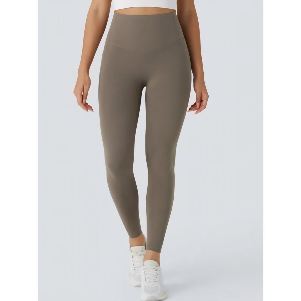 Halara Activewear Leggings Womens XS 7/8 High Waisted Tan Pocket Leggings
